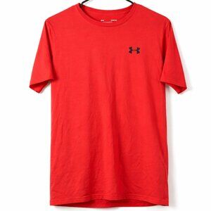Under Armour Mens Small T-Shirt Red Loose Fit Short Sleeve Training Graphic Tee